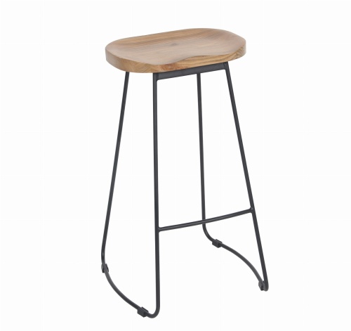 Hoker Cezar siedzisko drewniane, nogi czarne 74,5 cm outlet