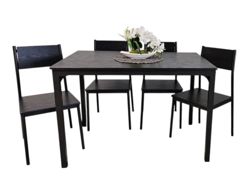 Zestaw kuchenny Elegant czarny stół prostokątny 110x70 + 4 krzesła
