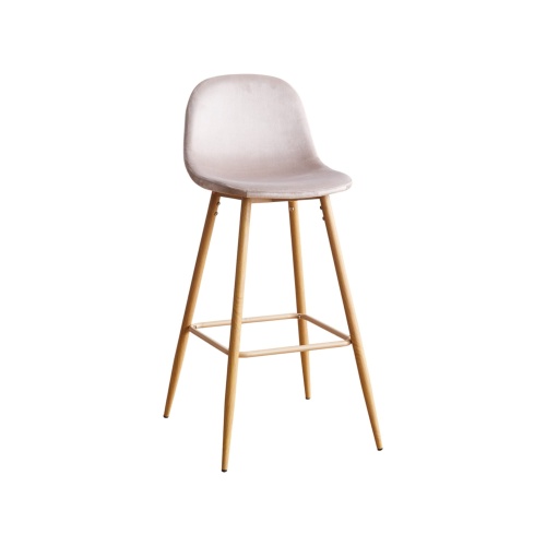 Hoker tapicerowany Nilson beżowy, nogi motyw drewno 75 cm