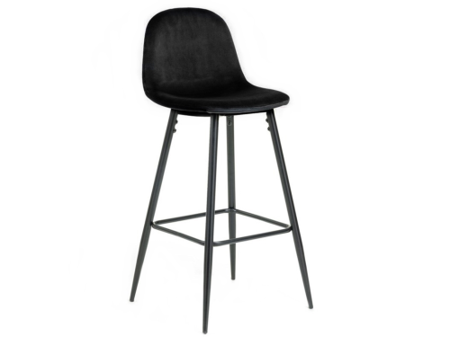 Hoker tapicerowany Nilson czarny krzesło barowe welur 75 cm