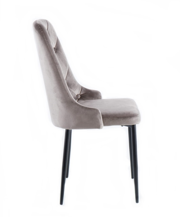 Krzesło Mig beżowe tapicerowane glamour pikowane guziki welur outlet