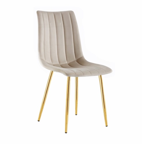 Krzesło tapicerowane Alan beżowe, nogi złote welur