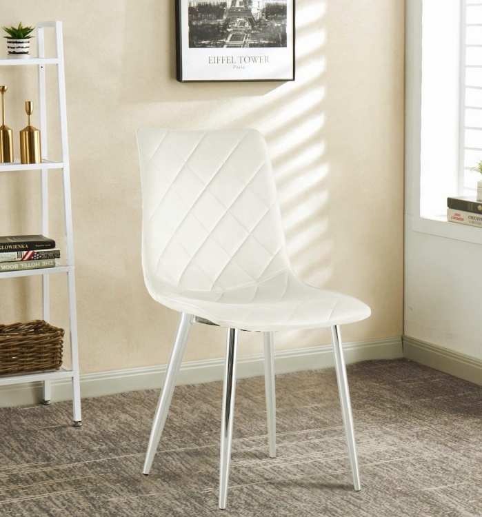 Krzesło tapicerowane Adel kremowe, nogi chrom welur