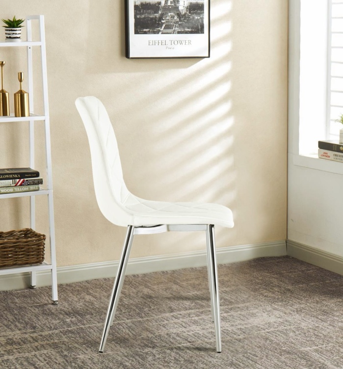 Krzesło tapicerowane Adel kremowe, nogi chrom welur