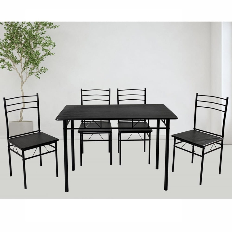 Zestaw kuchenny Julia 2 czarny stół prostokątny 110x60 + 4 krzesła