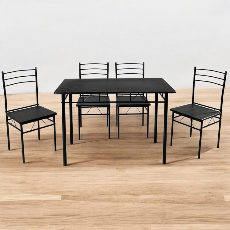 Zestaw kuchenny Julia 2 czarny stół prostokątny 110x60 + 4 krzesła