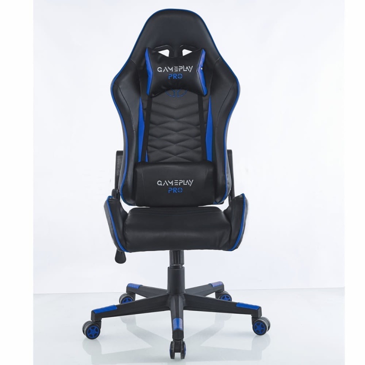 Fotel gamingowy Solo Pro czarno niebieski regulowany obrotowy