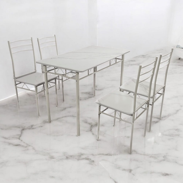 Zestaw kuchenny Julia biały 2 marmur stół prostokątny 110x60 + 4 krzesła
