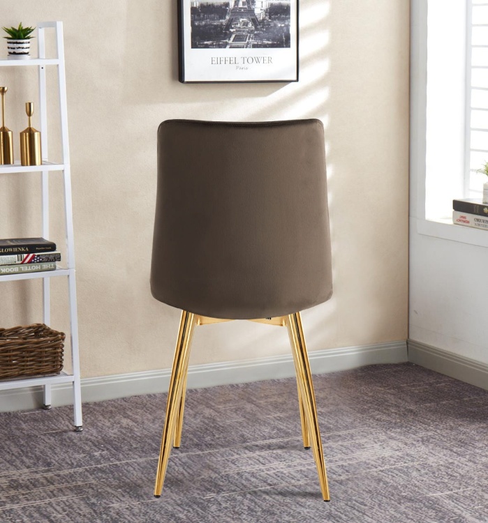 Krzesło tapicerowane Adel brązowe, nogi złote welur