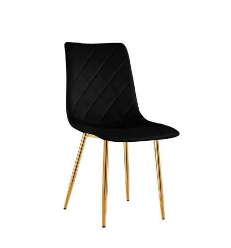Krzesło tapicerowane Adel czarne, nogi złote welur 
