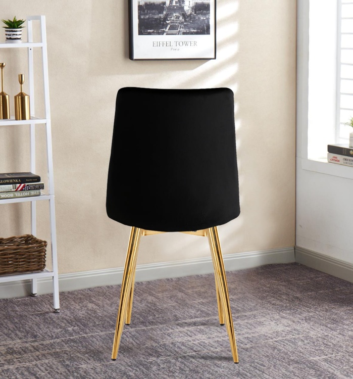 Krzesło tapicerowane Adel czarne, nogi złote welur