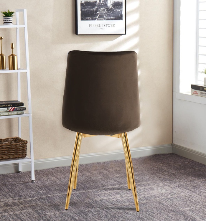 Krzesło tapicerowane Tom brązowe, nogi złote welur