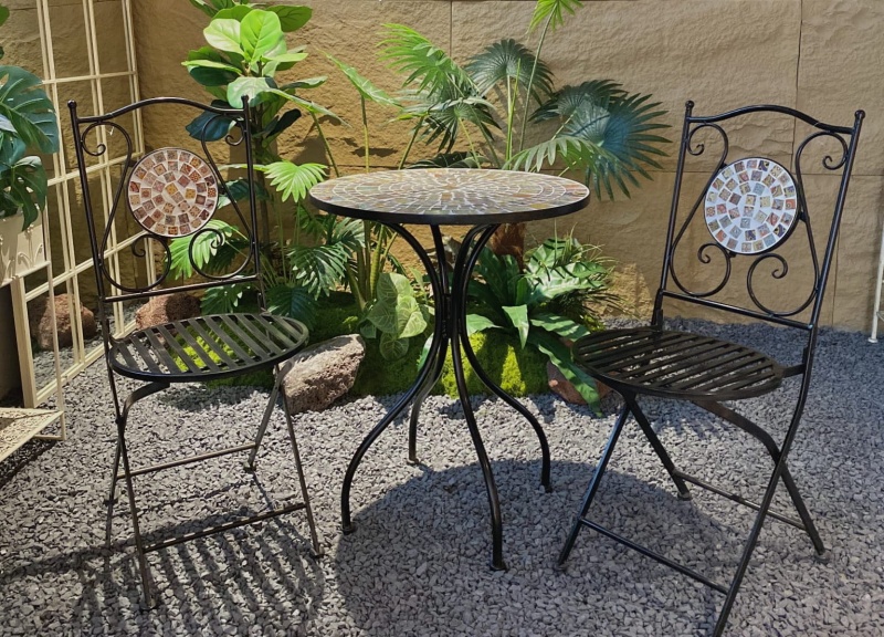 Zestaw mebli balkonowych, prowansalskich z mozaiką Cassa vintage