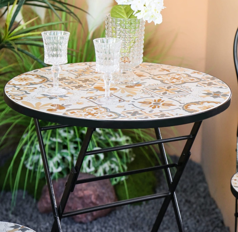 Zestaw mebli balkonowych, prowansalskich z mozaiką Paddy vintage