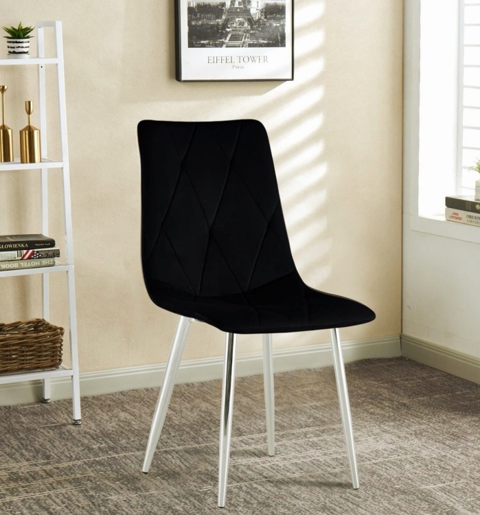 Krzesło Tom czarne  nogi chrom