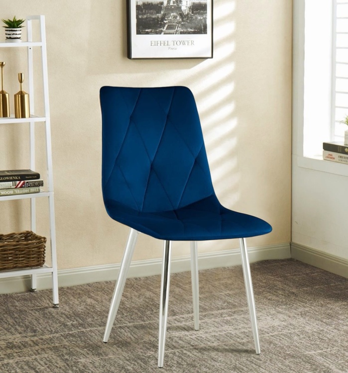 Krzesło Tom granatowe nogi chrom