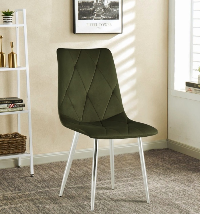 Krzesło Tom zielone nogi chrom
