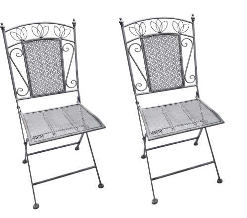 Zestaw 2 krzeseł ogrodowych, balkonowych, prowansalskich Indigo szary vintage 