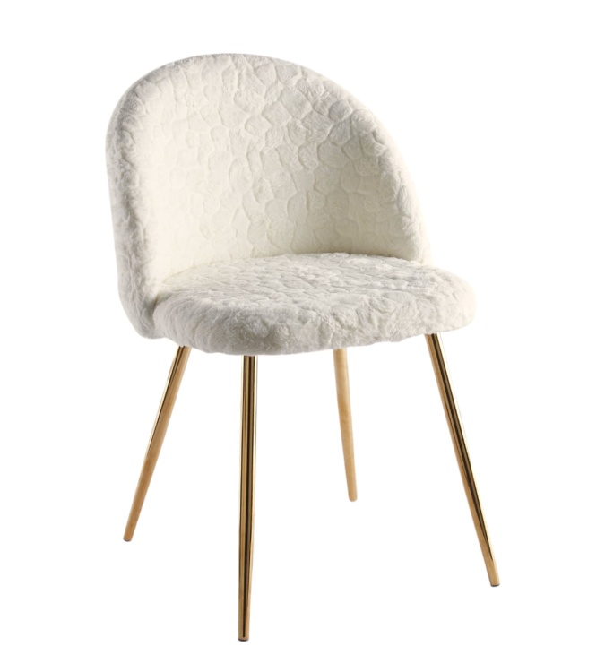 1Krzesło do jadalni z tkaniny szenilowej Odessa Teddy II kremowe