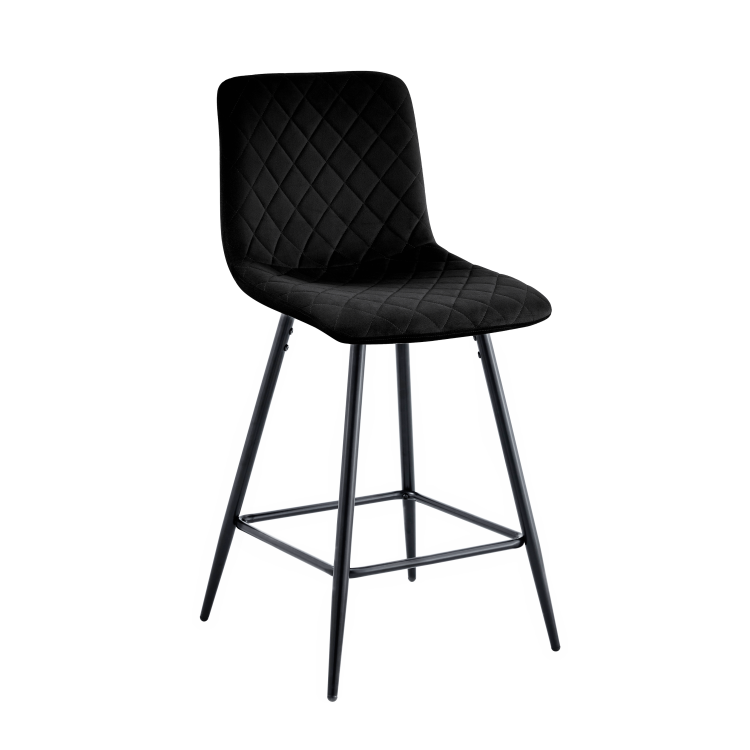 Hoker tapicerowany niski Adel czarny, nogi czarne 65 cm