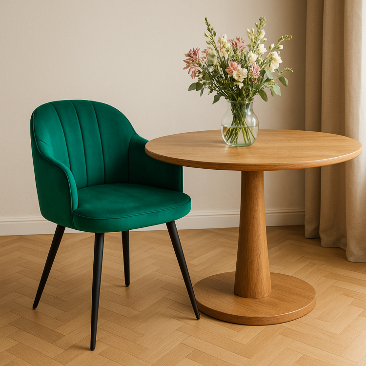 Fotel do salonu Kanada zielony nogi czarne tapicerowany welur