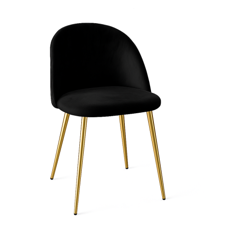 Krzesło tapicerowane Odessa czarne nogi złote przeszycia welur