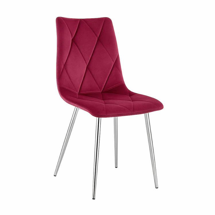 Krzesło tapicerowane Tom bordowe, nogi chrom welur