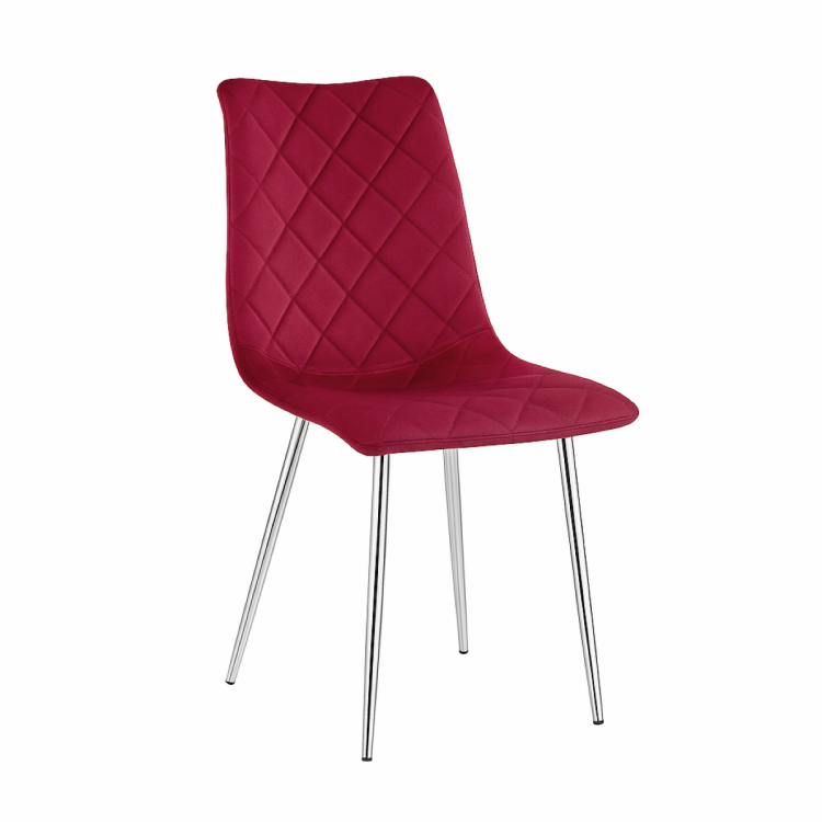 Krzesło tapicerowane Adel bordowe, nogi chrom welur
