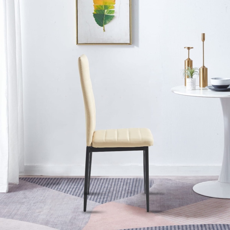 Krzesło do salonu Fabia beżowe tapicerowane eko skóra