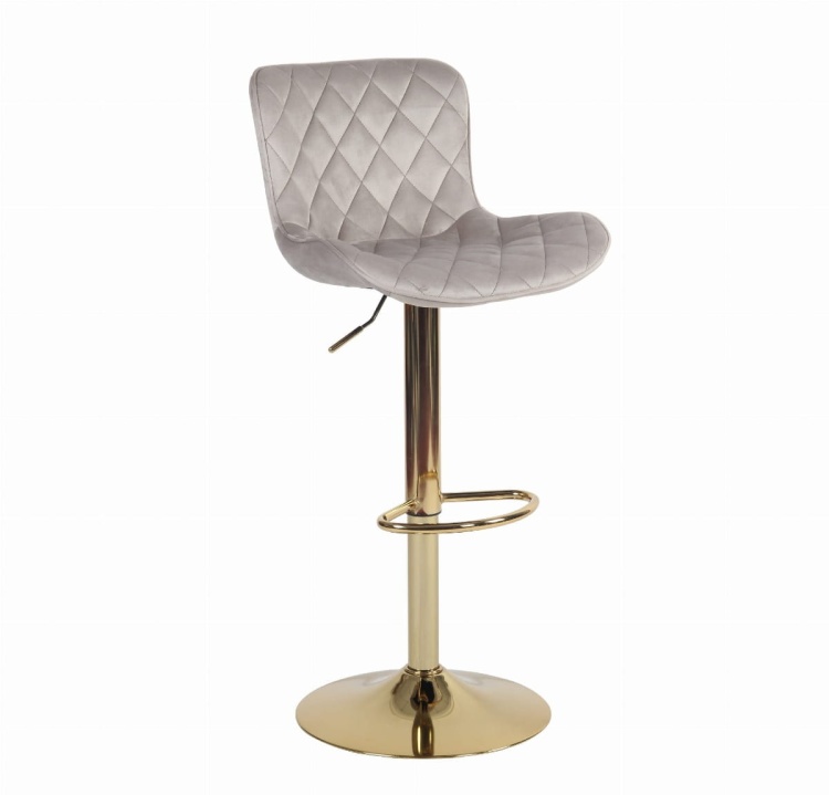 Hoker regulowany Adel beżowy welur, noga złota, regulowany, obrotowy