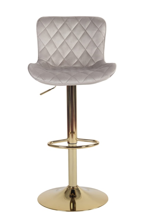 Hoker regulowany Adel beżowy welur, noga złota, regulowany, obrotowy