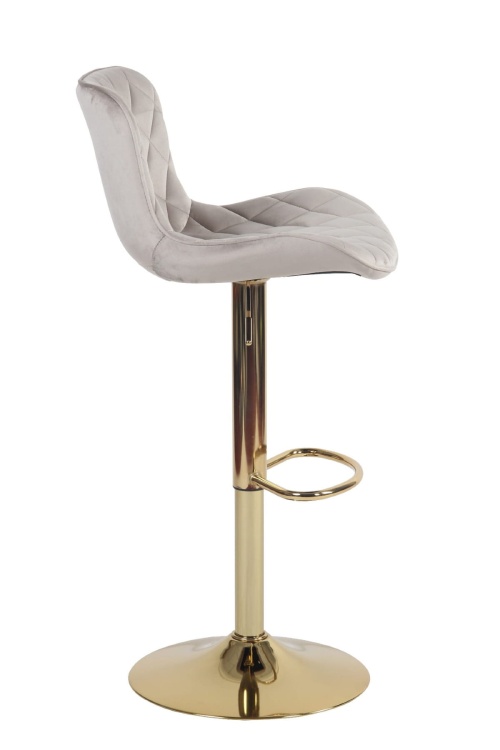 Hoker regulowany Adel beżowy welur, noga złota, regulowany, obrotowy
