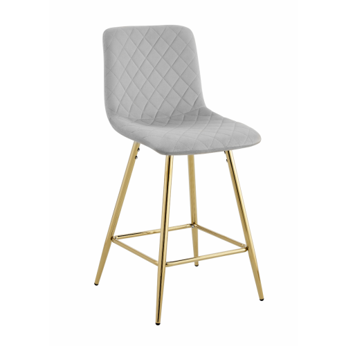 Hoker tapicerowany niski Adel szary, nogi złote 62 cm