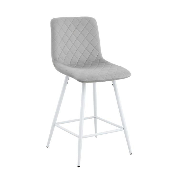 Hoker tapicerowany niski Adel szary, nogi białe 65 cm