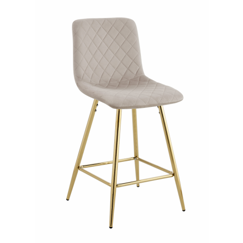 Hoker tapicerowany niski Adel beżowy, nogi złote 62 cm 