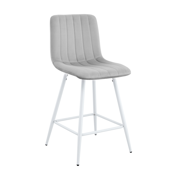 Hoker tapicerowany niski Alan szary, nogi białe 65 cm