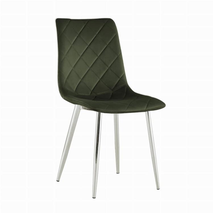 Krzesło tapicerowane Adel zielone, nogi chrom welur
