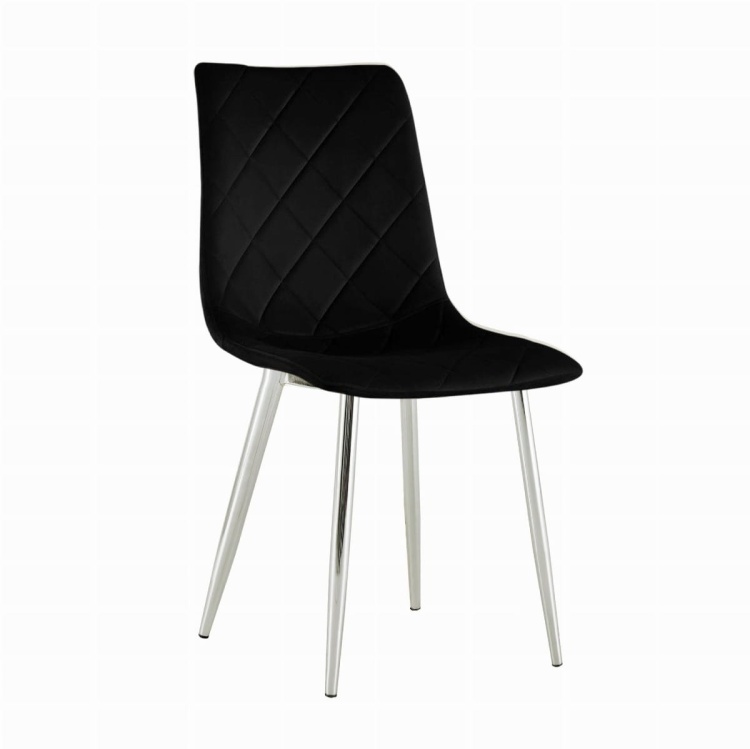 Krzesło tapicerowane Adel czarne, nogi chrom welur