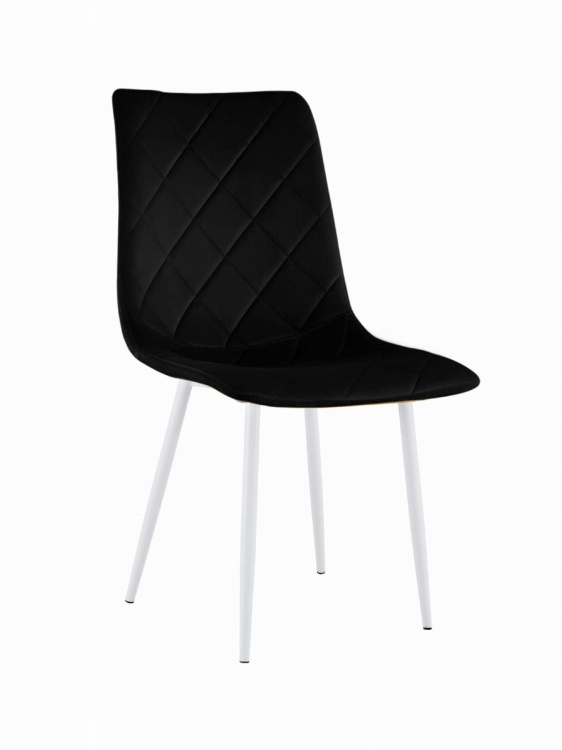 Krzesło tapicerowane Adel czarne, nogi białe welur
