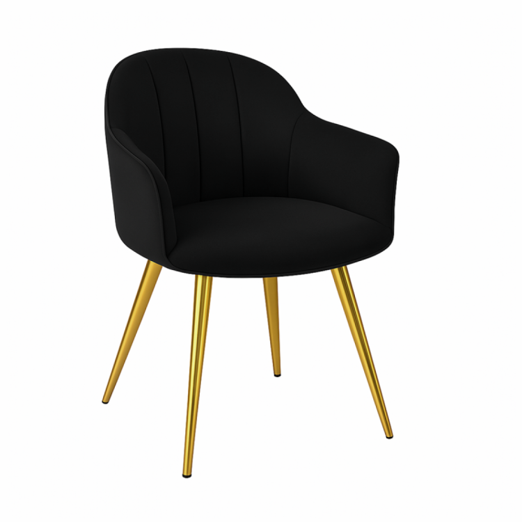 Krzesło do salonu Kanada czarne, nogi złote tapicerowany welur