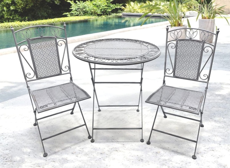 Zestaw mebli balkonowych, prowansalskich Indigo szary vintage