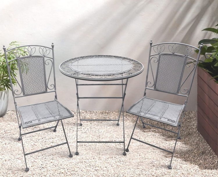 Zestaw mebli balkonowych, prowansalskich Indigo szary vintage