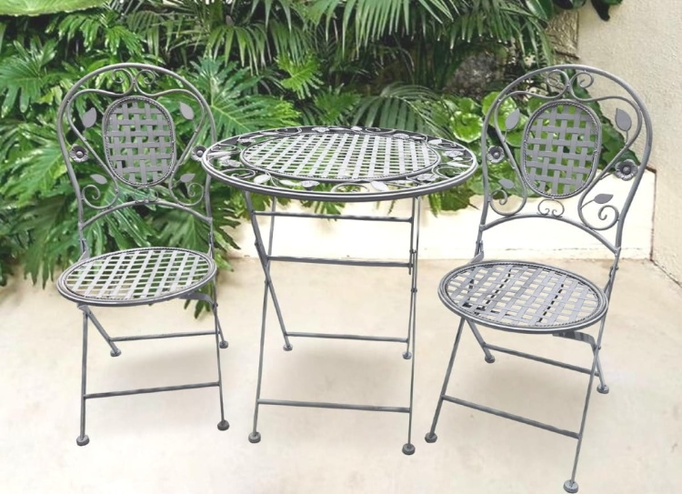 Zestaw mebli balkonowych, prowansalskich Bolio szary vintage