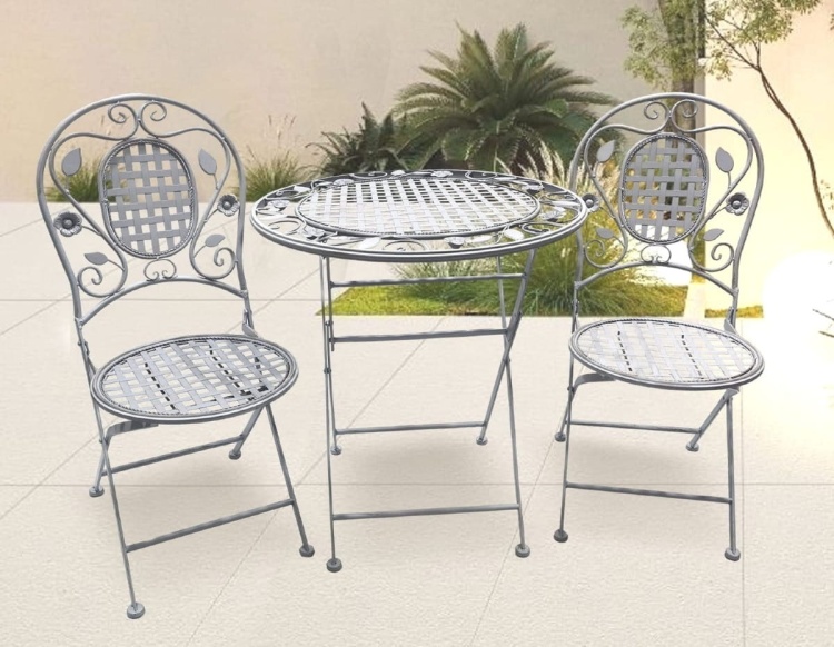 Zestaw mebli balkonowych, prowansalskich Bolio szary vintage