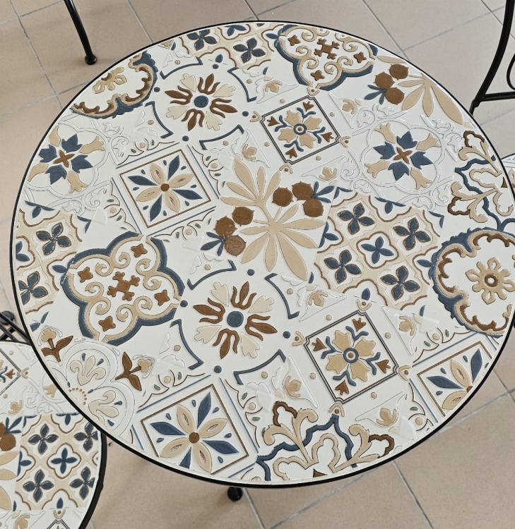 Zestaw mebli balkonowych, prowansalskich z mozaiką Paddy vintage