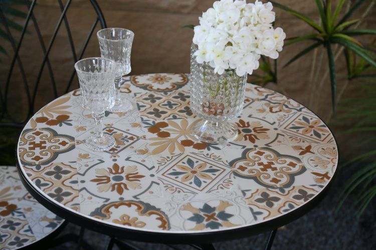 Zestaw mebli balkonowych, prowansalskich z mozaiką Paddy vintage