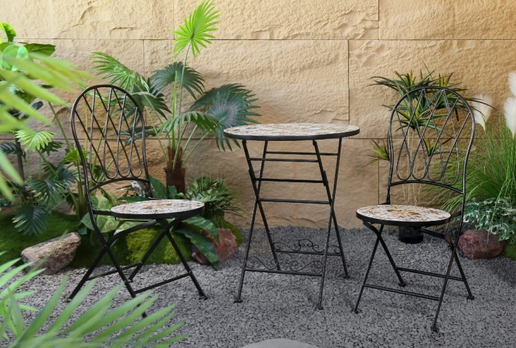 Zestaw mebli balkonowych, prowansalskich z mozaiką Paddy vintage