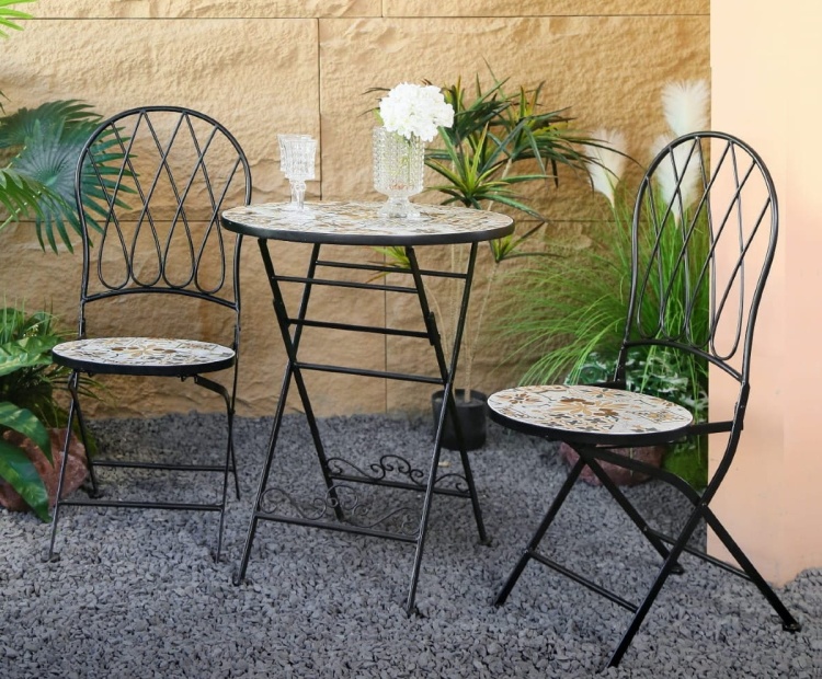 Zestaw mebli balkonowych, prowansalskich z mozaiką Paddy vintage