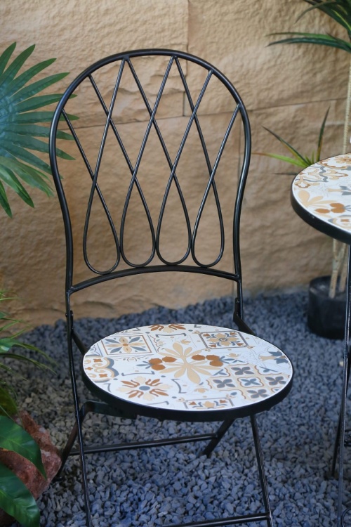 Zestaw mebli balkonowych, prowansalskich z mozaiką Paddy vintage