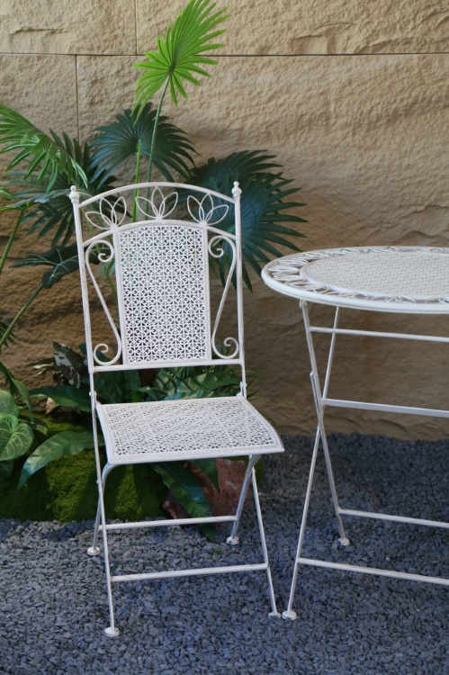 Zestaw mebli balkonowych, prowansalskich Indigo biały vintage